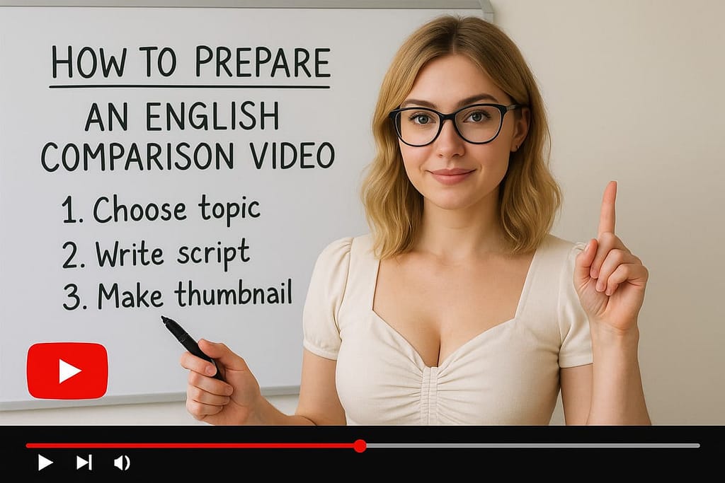 YouTuberが英語を使った比較動画を準備する流れ